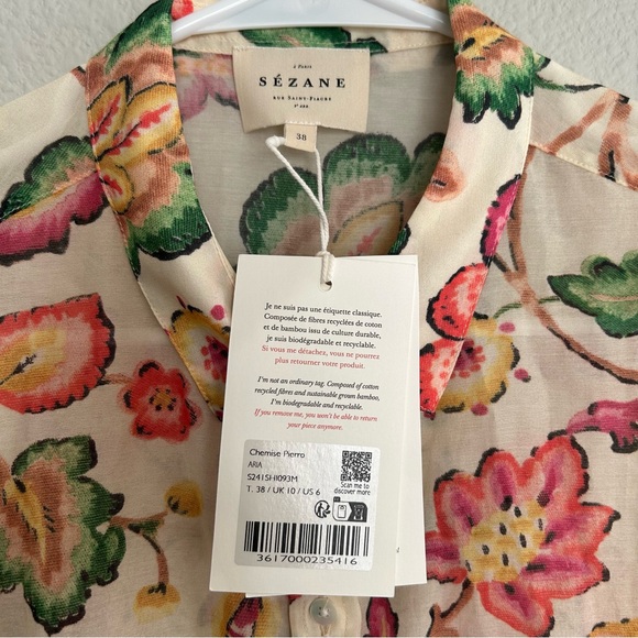 NWT Sezane Chemise Pierre in Aria Floral Print Button Up Blouse - Picture 6 of 10